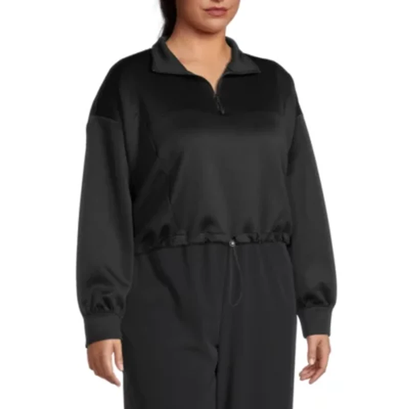 Sports Illustrated Womens Plus Long Sleeve Active Quarter-Zip Pullover