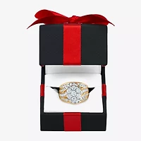Round 3 CT.T.W. Natural Diamond Side Stone Engagement Ring in 10K or 14K Gold