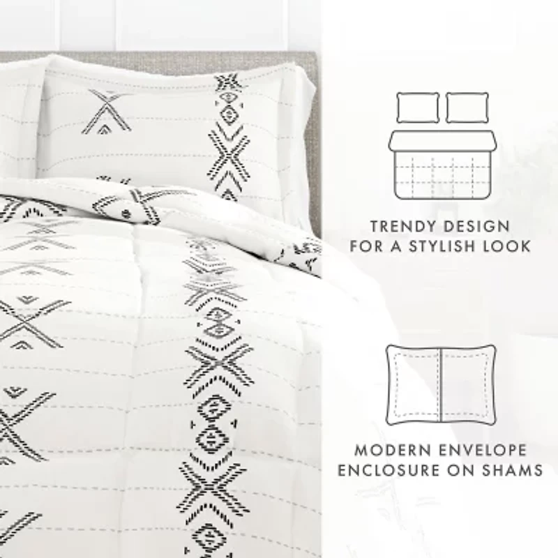 Casual Comfort Premium Down Alternative Urban Stitch Patterned Comforter Set