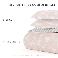 Casual Comfort Premium Down Alternative Pressed Flowers Reversible Comforter Set