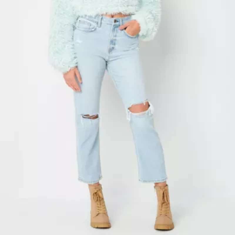 Arizona Juniors Ripped Womens Highest Rise Straight Leg Jean