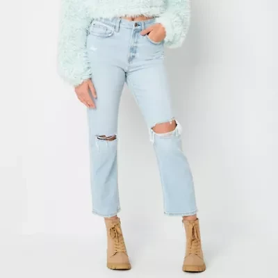 Arizona Juniors Ripped Womens Highest Rise Straight Leg Jean