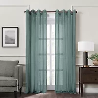 Fieldcrest Heritage Mirron Solid Grommet Top Sheer Single Curtain Panel