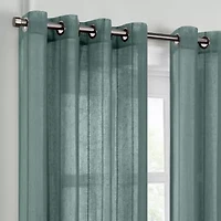 Fieldcrest Heritage Mirron Solid Grommet Top Sheer Single Curtain Panel