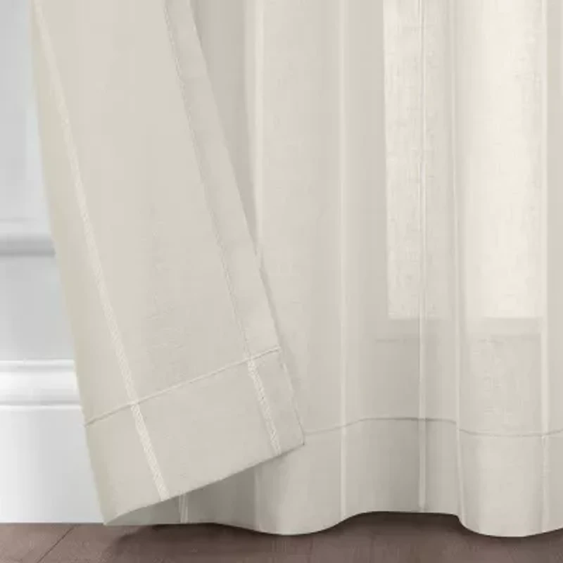 Fieldcrest Heritage Mirron Solid Grommet Top Sheer Single Curtain Panel