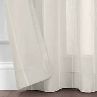 Fieldcrest Heritage Mirron Solid Grommet Top Sheer Single Curtain Panel