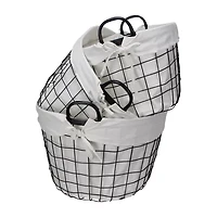 Cheungs Set Of 3 Lined Oval Wire Baskets