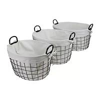 Cheungs Set Of 3 Lined Oval Wire Baskets