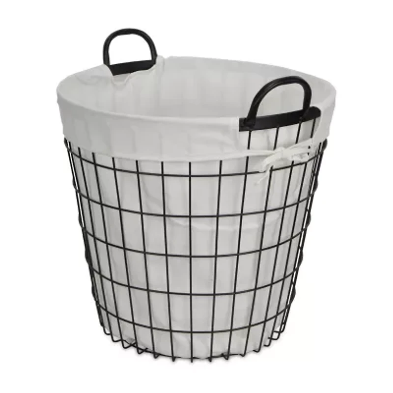 Cheungs Lined Metal Wire Laundry Basket