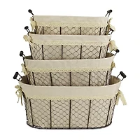 Cheungs Set Of 4 Lined Oval Wire Basket