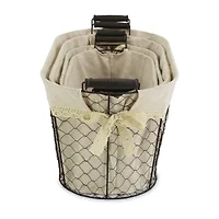 Cheungs Set Of 4 Lined Oval Wire Basket
