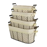 Cheungs Set Of 4 Lined Oval Wire Basket