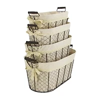 Cheungs Set Of 4 Lined Oval Wire Basket
