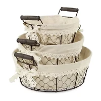 Cheungs Set Of 3 Lined Round Wire Baskets