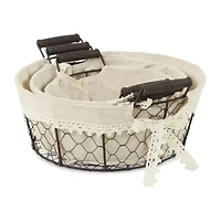 Cheungs Set Of 3 Lined Round Wire Baskets