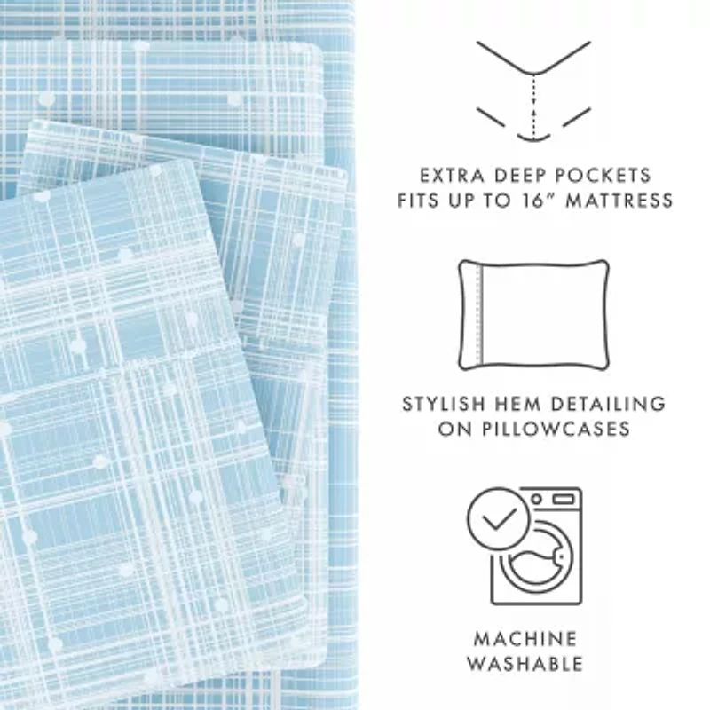 Casual Comfort™ Premium Ultra Soft Polka Dot Pattern Microfiber Wrinkle Free Sheet Set