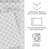 Casual Comfort™ Premium Ultra Soft Quatrefoil Pattern Microfiber Wrinkle Free Sheet Set