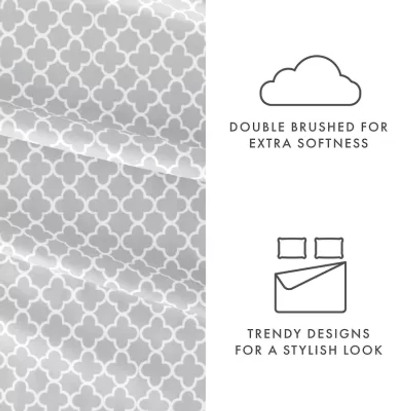 Casual Comfort™ Premium Ultra Soft Quatrefoil Pattern Microfiber Wrinkle Free Sheet Set