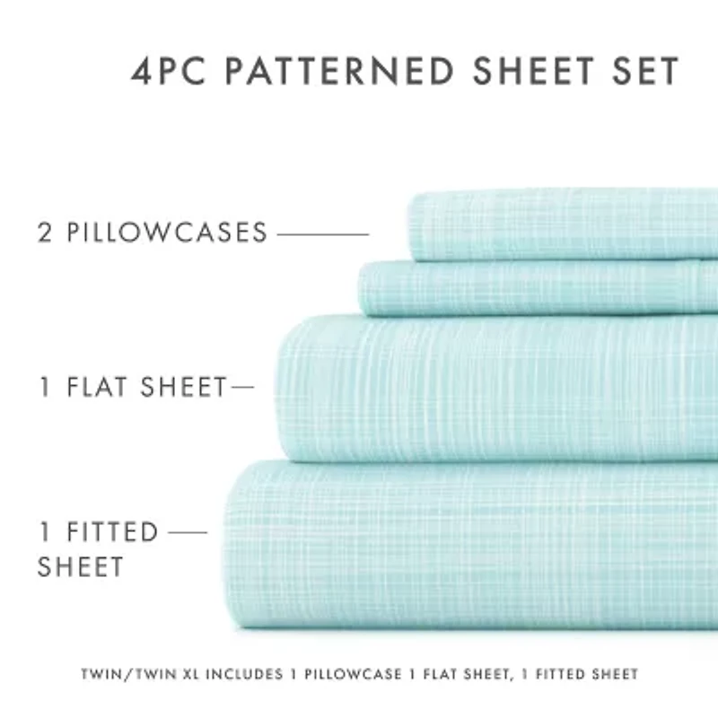 Casual Comfort™ Premium Ultra Soft Thatch Pattern Microfiber Wrinkle Free Sheet Set