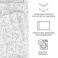 Casual Comfort Premium Ultra Burst of Vines Pattern 4 Piece Bed Sheet Set