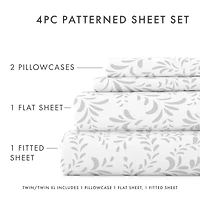 Casual Comfort Premium Ultra Burst of Vines Pattern 4 Piece Bed Sheet Set