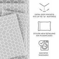 Casual Comfort Ultra Soft Honeycomb Pattern 4 Piece Bed Sheet Set