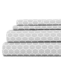 Casual Comfort Ultra Soft Honeycomb Pattern 4 Piece Bed Sheet Set