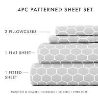 Casual Comfort Ultra Soft Honeycomb Pattern 4 Piece Bed Sheet Set