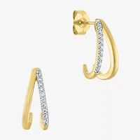 Diamond Addiction (G-H / Si2-I1) Womens 1/10 CT. T.W. Lab Grown White Diamond 10K Gold 14mm Hoop Earrings