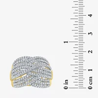 (G-H / Si2-I1) Womens 1 CT. T.W. Lab Grown White Diamond 10K Gold Crossover Band