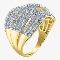 (G-H / Si2-I1) Womens 1 CT. T.W. Lab Grown White Diamond 10K Gold Crossover Band
