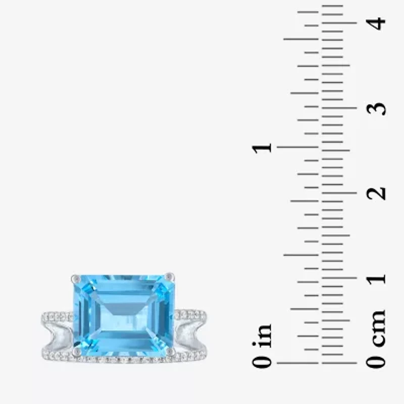 Diamond Addiction Womens 1/7 CT. T.W. Genuine Blue Topaz 10K White Gold Cocktail Ring