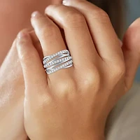 Orbit (G-H / Si2-I1) Womens 1 CT. T.W. Lab Grown White Diamond 10K Gold Crossover Band