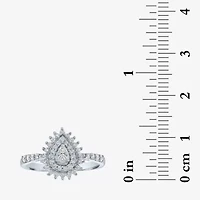 (G-H / Si2-I1) Womens 1/3 CT. T.W. Lab Grown Diamond 10K White Gold Pear Cluster Cocktail Ring