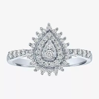 (G-H / Si2-I1) Womens 1/3 CT. T.W. Lab Grown Diamond 10K White Gold Pear Cluster Cocktail Ring