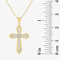 (G-H Womens 1/3 CT. T.W. Lab Grown White Diamond 10K Gold Cross 16 Inch Pendant Necklace
