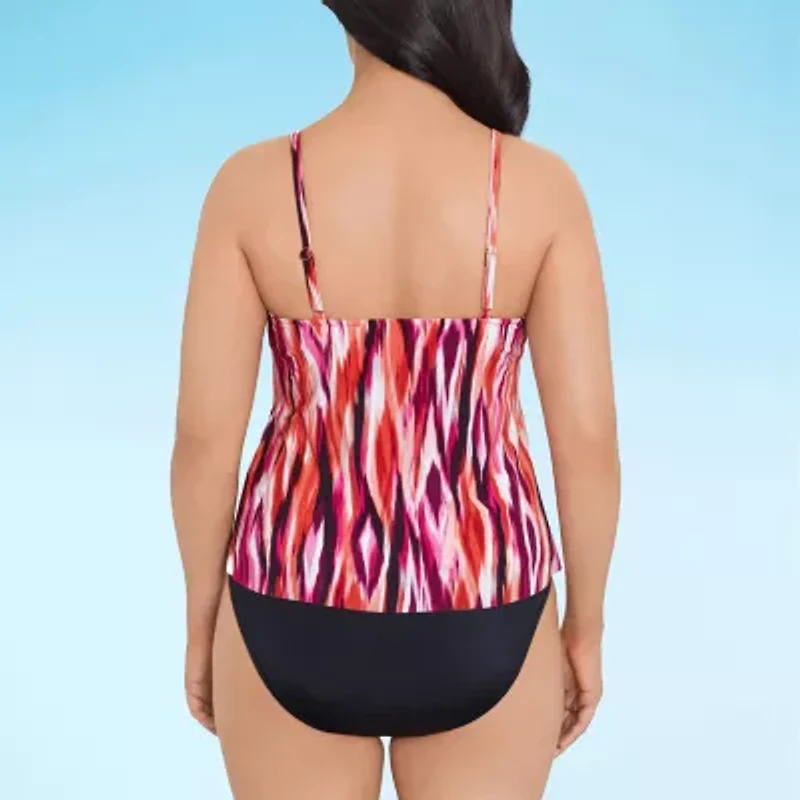Trimshaper Womens Abstract Tankini Swimsuit Top