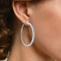 Diamond Addiction (G-H / Si2-I1) Womens 1/2 CT. T.W. Lab Grown White Diamond Sterling Silver 40mm Hoop Earrings