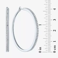 Diamond Addiction (G-H / Si2-I1) Womens 1/2 CT. T.W. Lab Grown White Diamond Sterling Silver 40mm Hoop Earrings