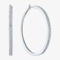 Diamond Addiction (G-H / Si2-I1) Womens 1/2 CT. T.W. Lab Grown White Diamond Sterling Silver 40mm Hoop Earrings