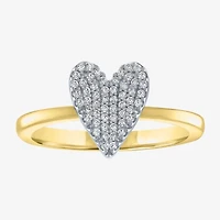 Diamond Addiction (G-H / Si2-I1) Womens 1/6 CT. T.W. Lab Grown White 14K Gold Over Silver Sterling Heart Cocktail Ring