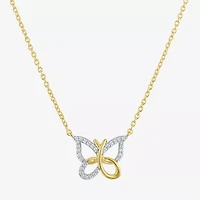 (G-H / Si2-I1) Womens 1/10 CT. T.W. Lab Grown White Diamond 14K Gold Over Silver Sterling Silver Butterfly 18 Inch Pendant Necklace