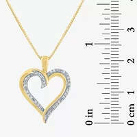 G-H / Si2-I1) Womens 1/10 CT. T.W. Lab Grown White Diamond 14K Gold Over Silver Sterling Silver Heart 18 Inch Pendant Necklace