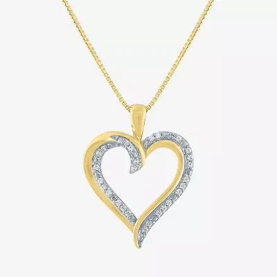 G-H / Si2-I1) Womens 1/10 CT. T.W. Lab Grown White Diamond 14K Gold Over Silver Sterling Silver Heart 18 Inch Pendant Necklace