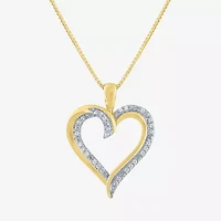 G-H / Si2-I1) Womens 1/10 CT. T.W. Lab Grown White Diamond 14K Gold Over Silver Sterling Silver Heart 18 Inch Pendant Necklace