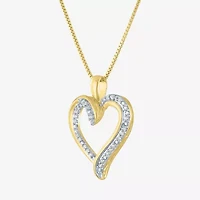(G-H / Si2-I1) Womens 1/10 CT. T.W. Lab Grown White Diamond 14K Gold Over Silver Sterling Silver Heart 18 Inch Pendant Necklace