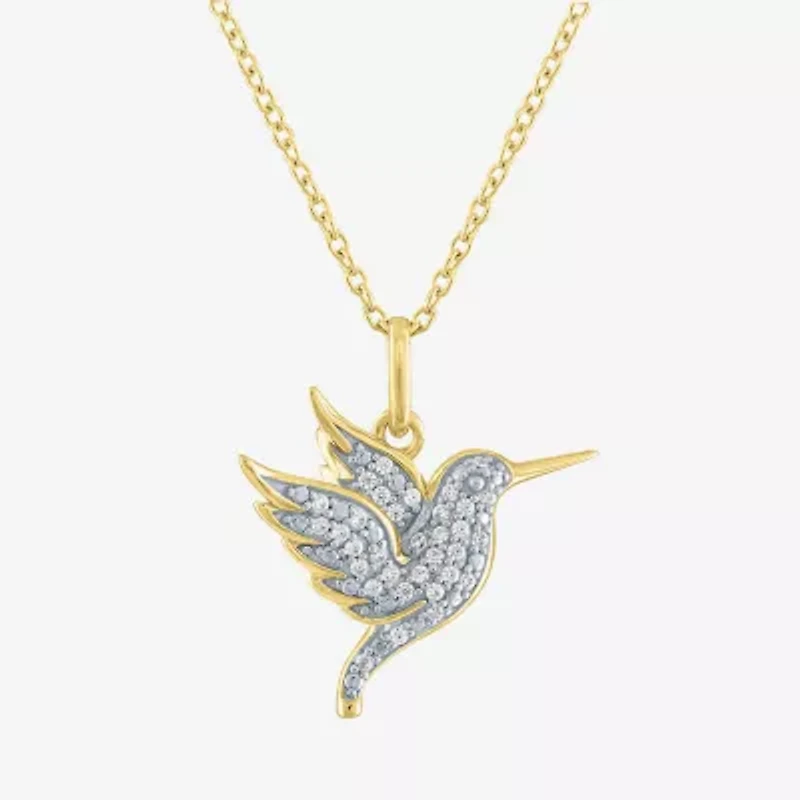 Hummingbird (G-H / Si2-I1) Womens 1/10 CT. T.W. Lab Grown White Diamond 14K Gold Over Silver Sterling Silver 18 Inch Pendant Necklace