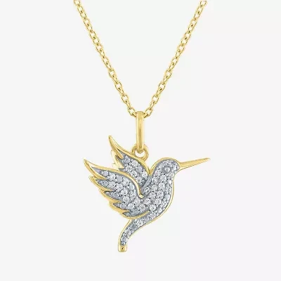 Hummingbird (G-H / Si2-I1) Womens 1/10 CT. T.W. Lab Grown White Diamond 14K Gold Over Silver Sterling Silver 18 Inch Pendant Necklace
