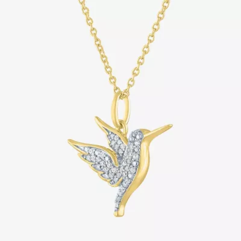 Hummingbird (G-H / Si2-I1) Womens 1/10 CT. T.W. Lab Grown White Diamond 14K Gold Over Silver Sterling Silver 18 Inch Pendant Necklace