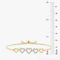 (G-H / Si2-I1) Womens 1/10 CT. T.W. Lab Grown White Diamond 14K Gold Over Silver Sterling Silver Heart Bolo Bracelet